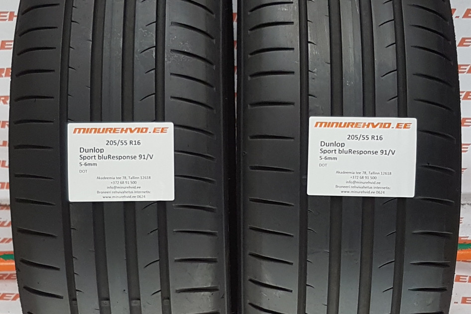 Used summer tire 205/55R16 Dunlop Sport bluResponse 91/H/V/W/