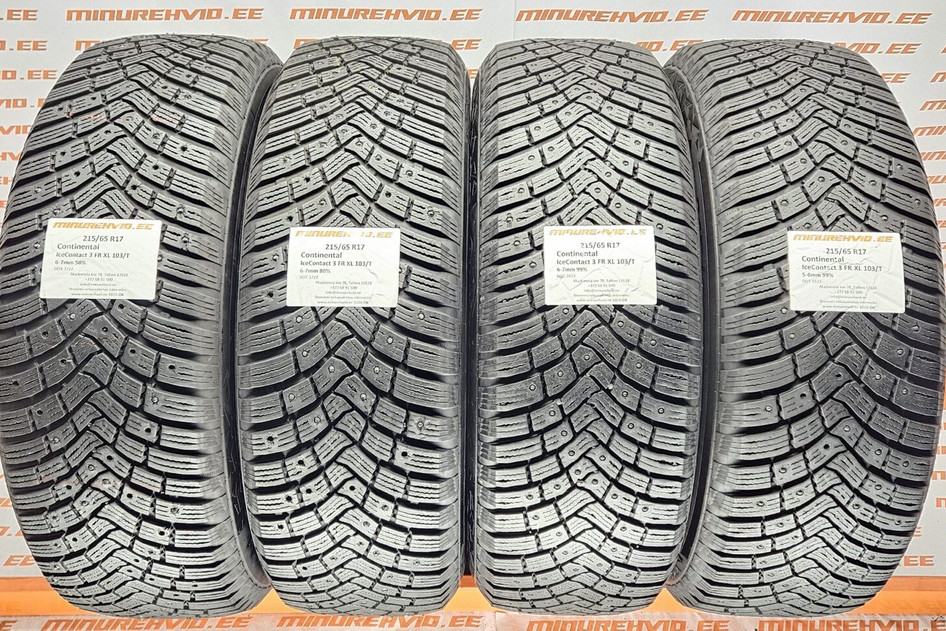 Подержанный шипованная шина 215/65R17 Continental IceContact 3 FR XL 103/T 2x3822 99% 2x3722 60%