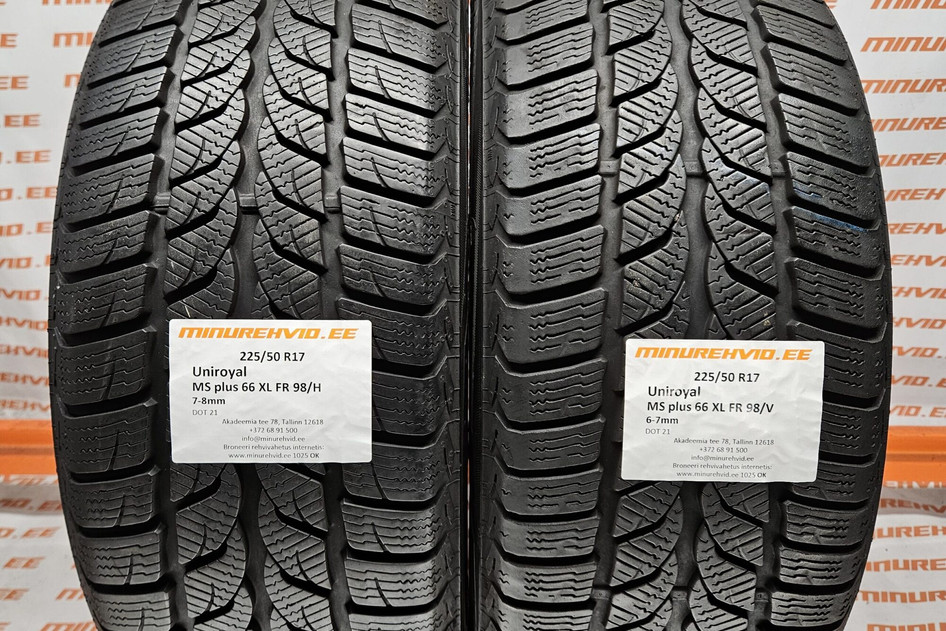 Used studless winter tire 225/50R17 Uniroyal MS plus 66 XL FR 98/H/V