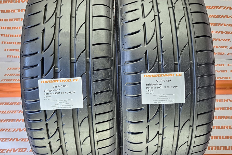 Used summer tire 225/40R19 Bridgestone Potenza S001 FR XL 93/W 1024