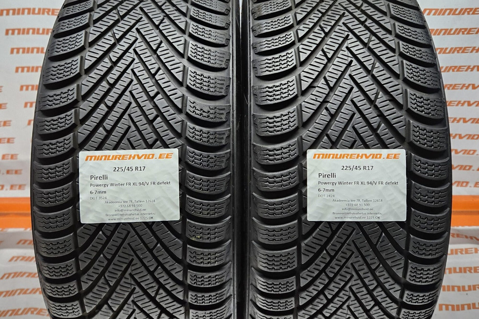 Used studless winter tire 225/45R17 Pirelli Powergy Winter FR XL 94/V FR defekt