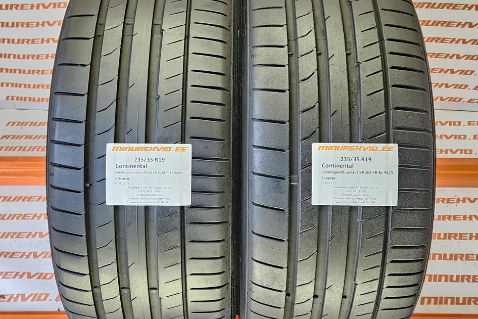 Used summer tire 235/35R19 Continental ContiSportContact 5P AO FR XL 91/Y 1x FR defect
