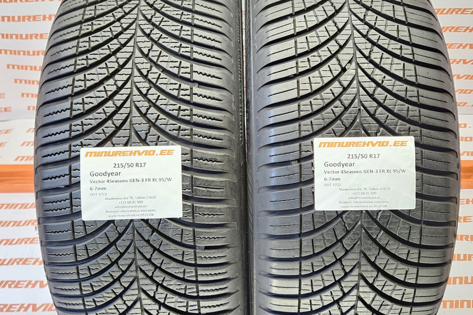 Подержанный нешипованная шина 215/50R17 GoodYear Vector 4Seasons GEN-3 FR XL 95/W