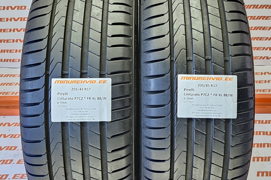 Kasutatud suverehv 205/45R17 Pirelli Cinturato P7C2 * FR XL 88/W 3025