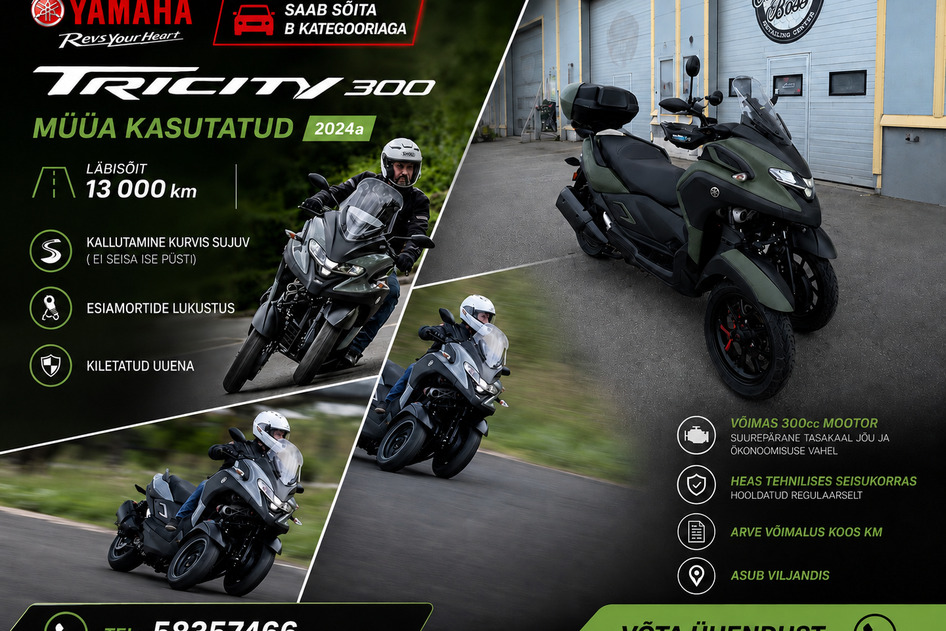 Yamaha Tricity300, 2024, 0.3, 20.6 kW, bensiin, automaat, tagavedu