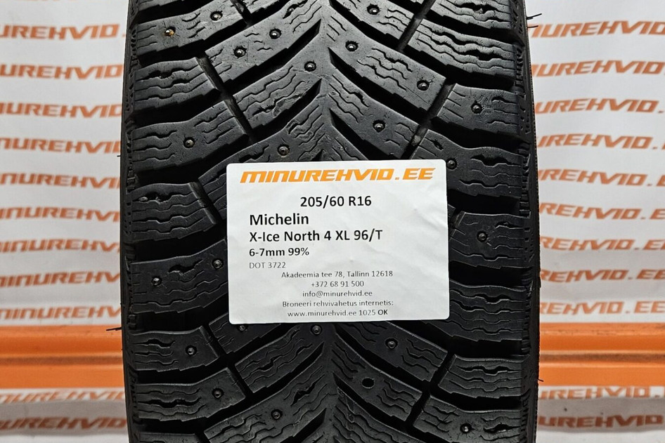 Used studded tire 205/60R16 Michelin X-Ice North 4 XL 96/T