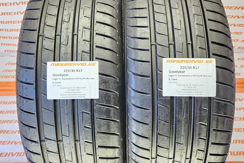 Подержанный летняя шина 225/45R17 GoodYear Eagle F1 Asymmetric 3 FR 91/W like new