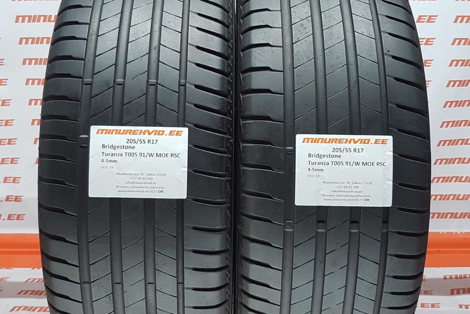 Kasutatud suverehv 205/55R17 Bridgestone Turanza T005 91/W MOE RSC