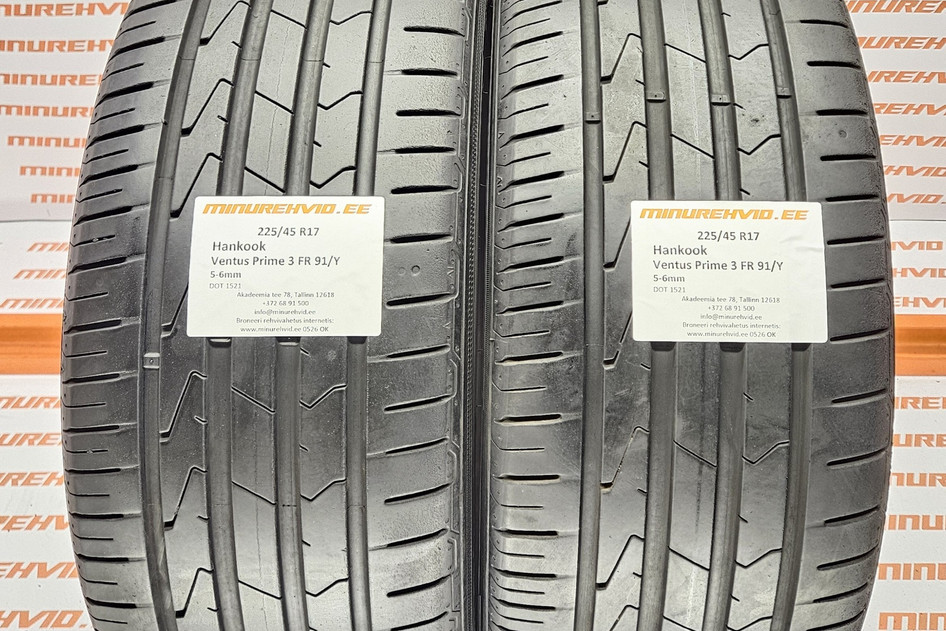 Подержанный летняя шина 225/45R17 Hankook Ventus Prime 3 FR 91/Y
