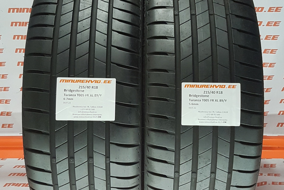 Used summer tire 215/40R18 Bridgestone Turanza T005 FR XL 89/Y