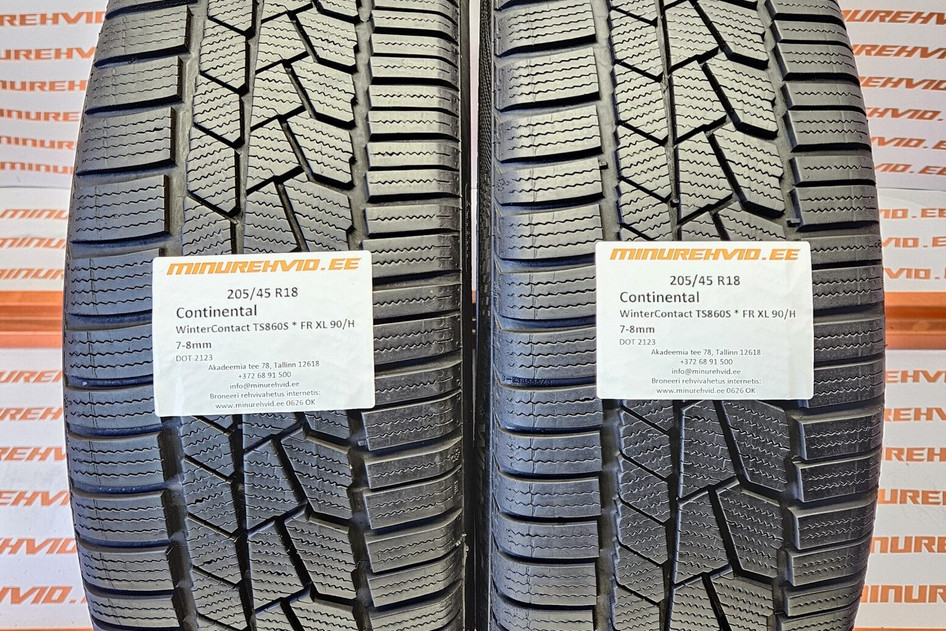 Подержанный нешипованная шина 205/45R18 Continental WinterContact TS860S * FR XL 90/H