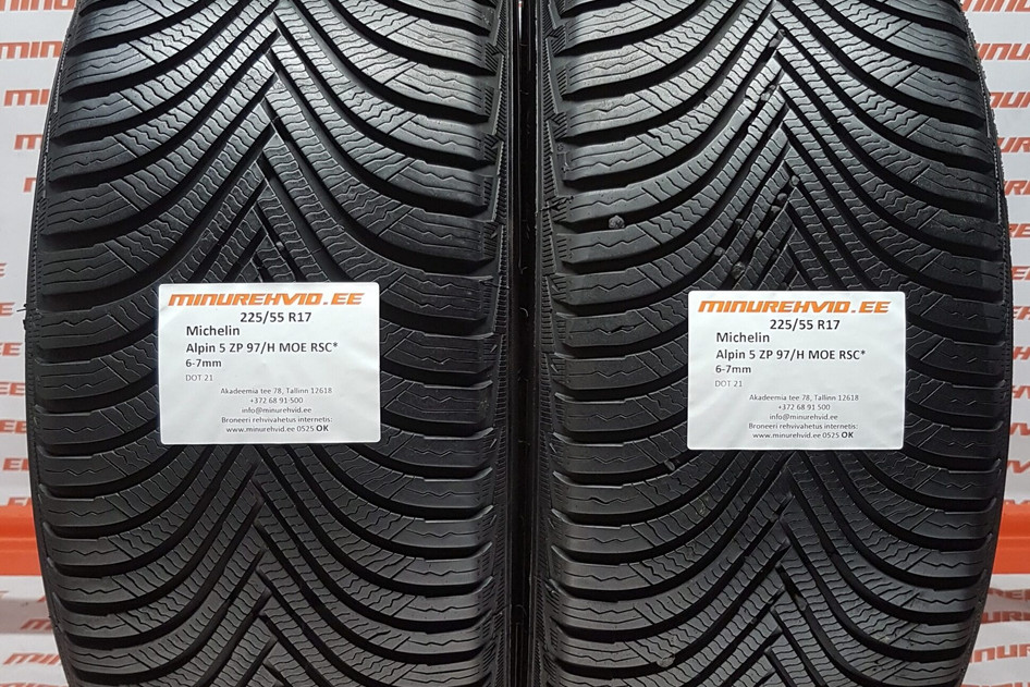 Used studless winter tire 225/55R17 Michelin Alpin 5 ZP 97/H MOE RSC