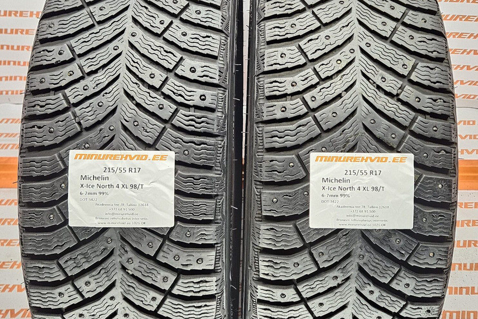 Used studded tire 215/55R17 Michelin X-Ice North 4 XL 98/T 3422