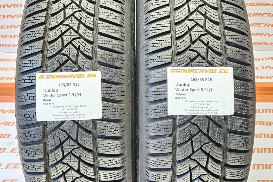 Kasutatud lamellrehv 195/65R15 Dunlop Winter Sport 5 91/H 4524