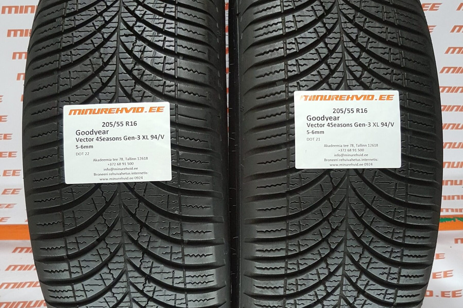 Подержанный летняя шина 205/55R16 GoodYear Vector 4Seasons Gen-3 XL 94/V