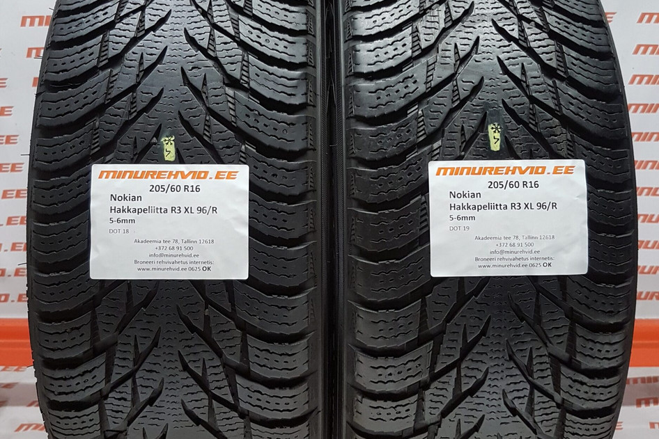 Used studless winter tire 205/60R16 Nokian Hakkapeliitta R3 XL 96/R