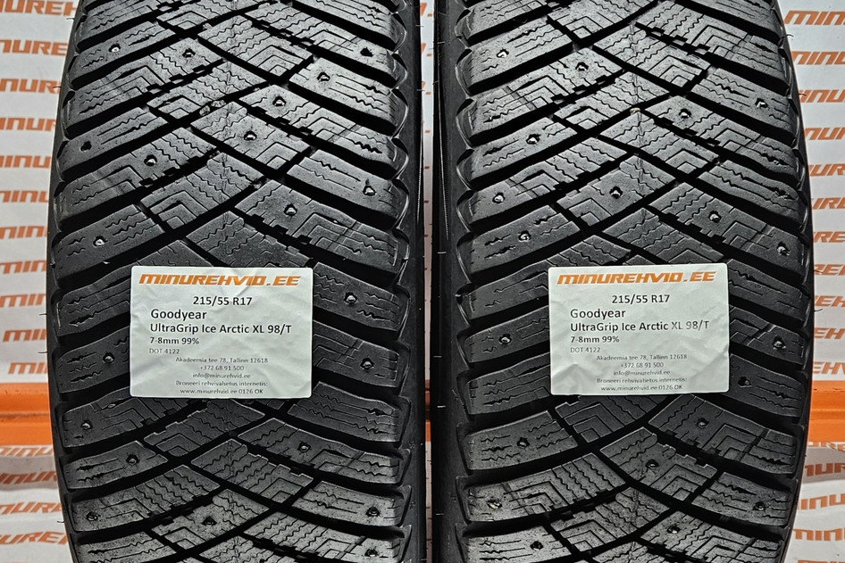 Kasutatud naastrehv 215/55R17 GoodYear UltraGrip Ice Arctic XL 98/T