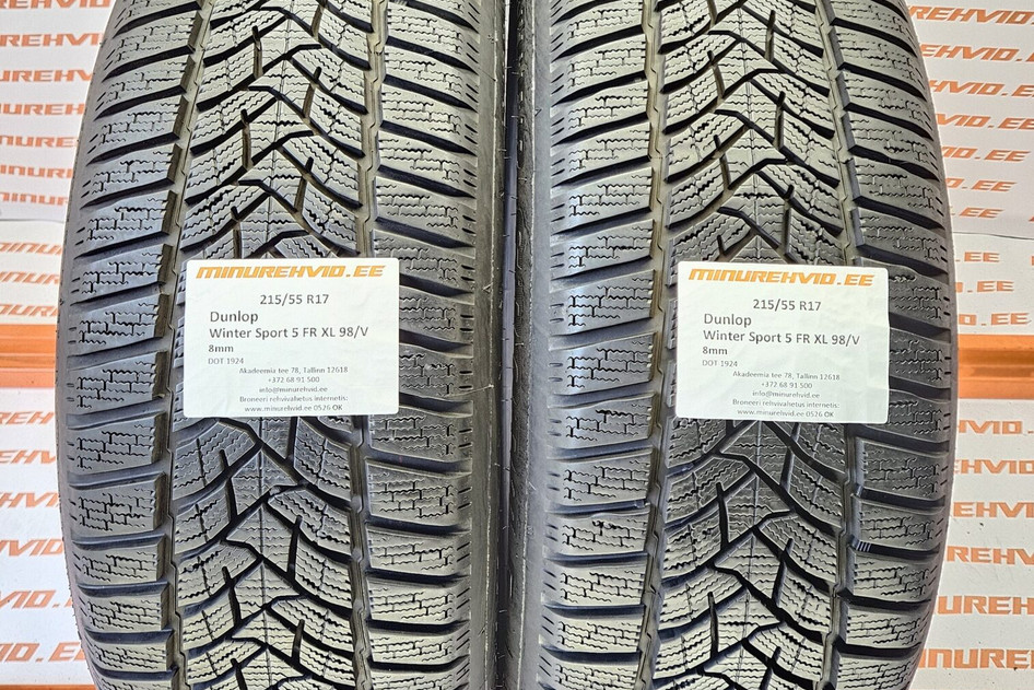 Kasutatud lamellrehv 215/55R17 Dunlop Winter Sport 5 FR XL 98/V 4123 + 1924