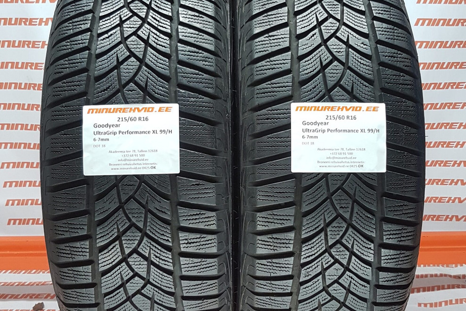 Used studless winter tire 215/60R16 GoodYear UltraGrip Performance XL 99/H