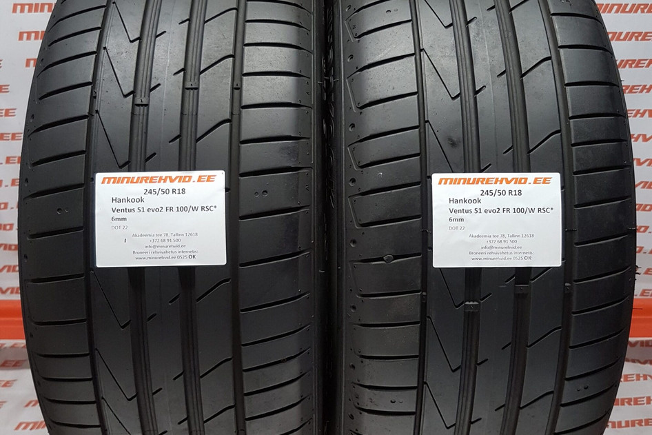 Used summer tire 245/50R18 Hankook Ventus S1 Evo 2 FR 100/W RSC*