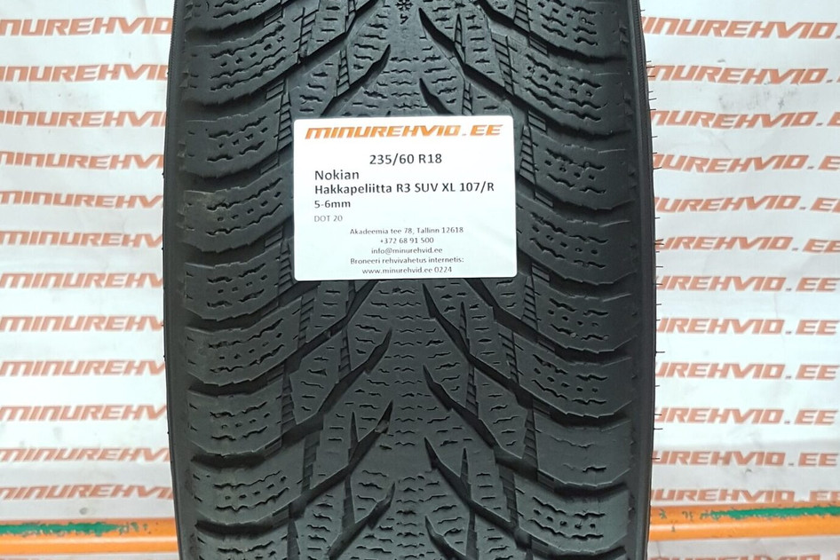 Used studless winter tire 235/60R18 Nokian Hakkapeliitta R3 SUV XL 107/R.