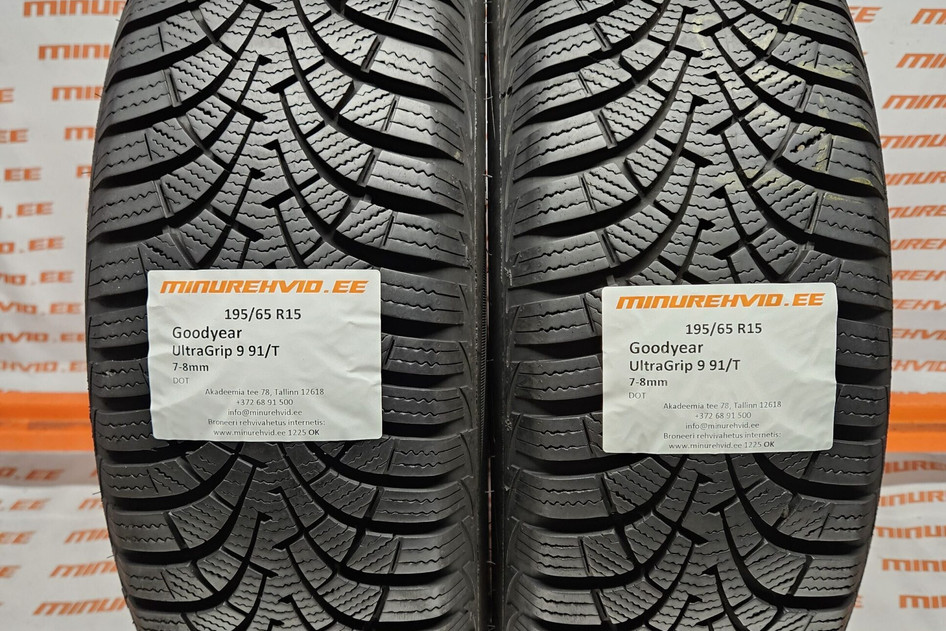 Used studless winter tire 195/65R15 GoodYear UltraGrip 9 91/T