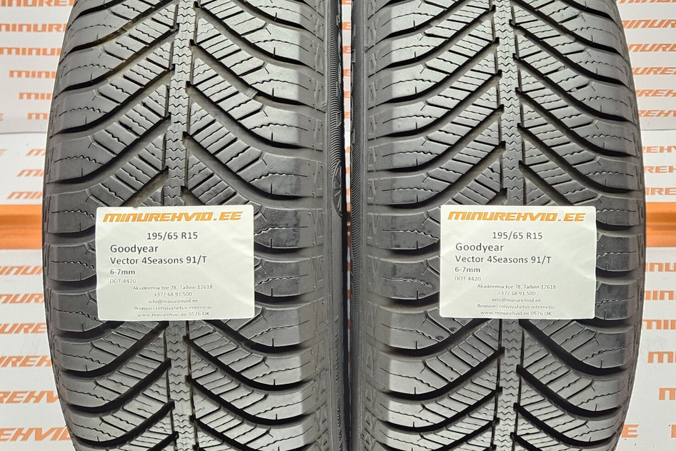 Naudota studless winter tire 195/65R15 GoodYear Vector 4Seasons 91/T