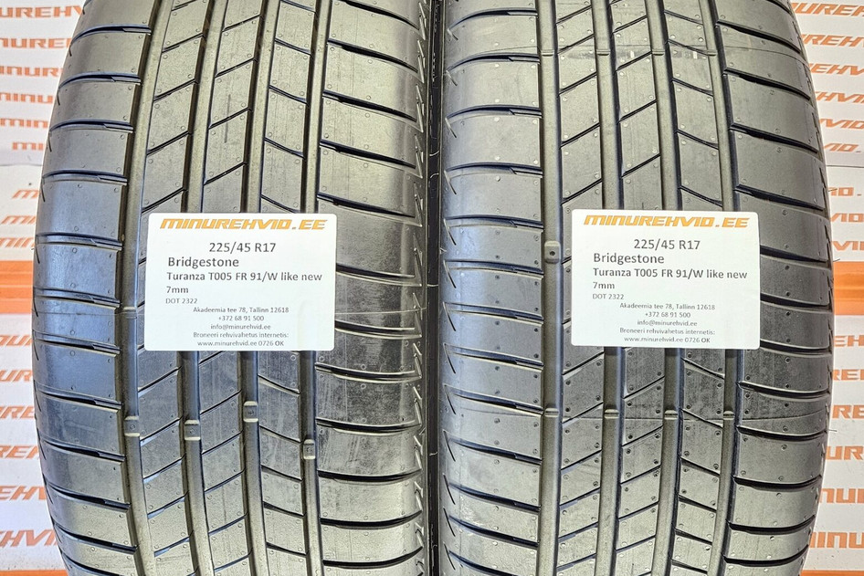 Подержанный летняя шина 225/45R17 Bridgestone Turanza T005 FR 91/W like new