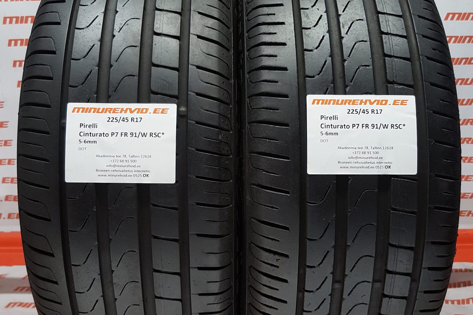 Kasutatud suverehv 225/45R17 Pirelli Cinturato P7 FR 91/W RSC*
