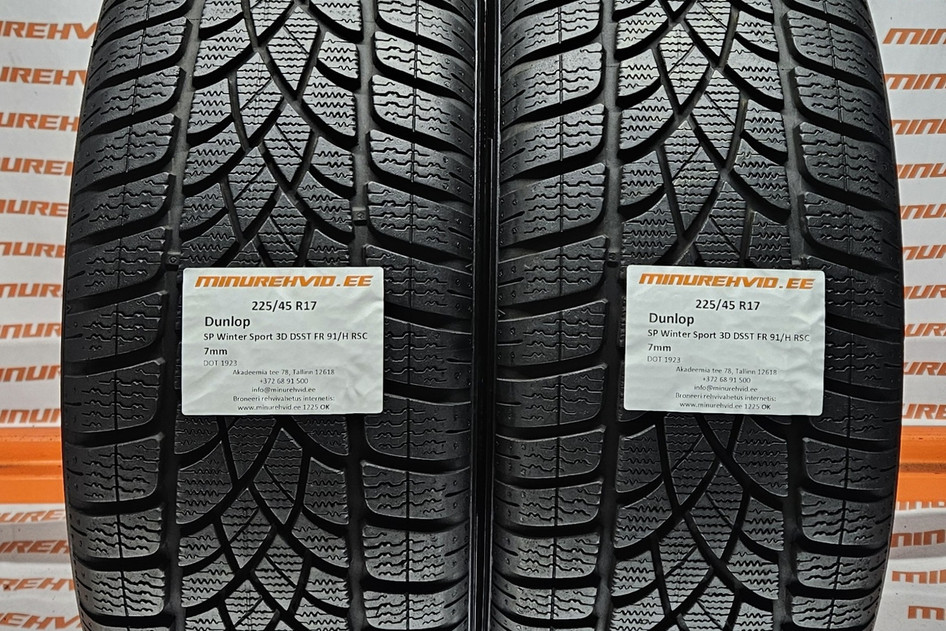 Used studless winter tire 225/45R17 Dunlop SP Winter Sport 3D DSST FR 91/H RSC