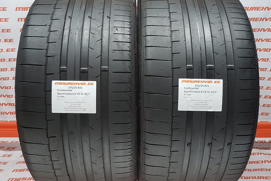 Used summer tire 275/25R21 Continental SportContact 6 FR XL 92/Y