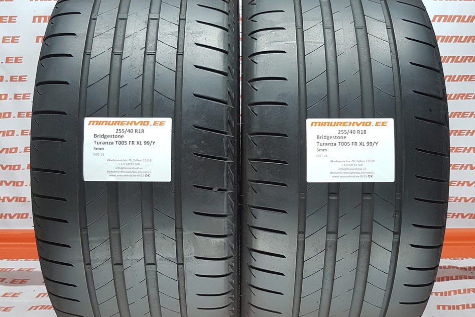 Used summer tire 255/40R18 Bridgestone Turanza T005 FR XL 99/Y *
