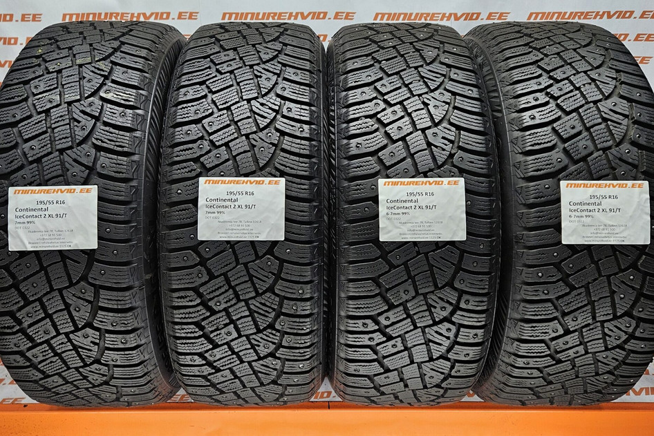 Used studded tire 195/55R16 Continental IceContact 2 XL 91/T 0322