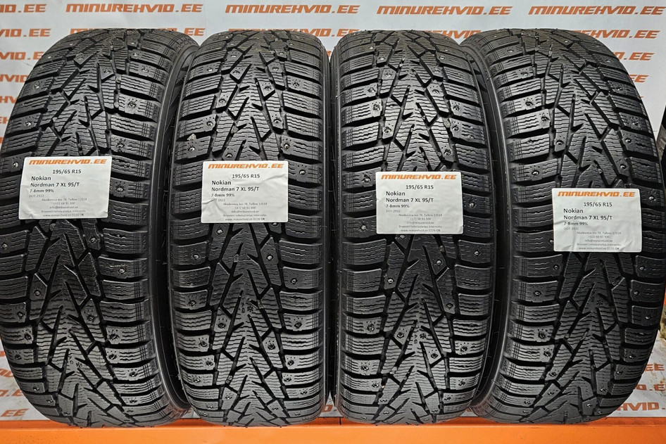 Naudota studded tire 195/65R15 Nokian Nordman 7 XL 95/T 2922