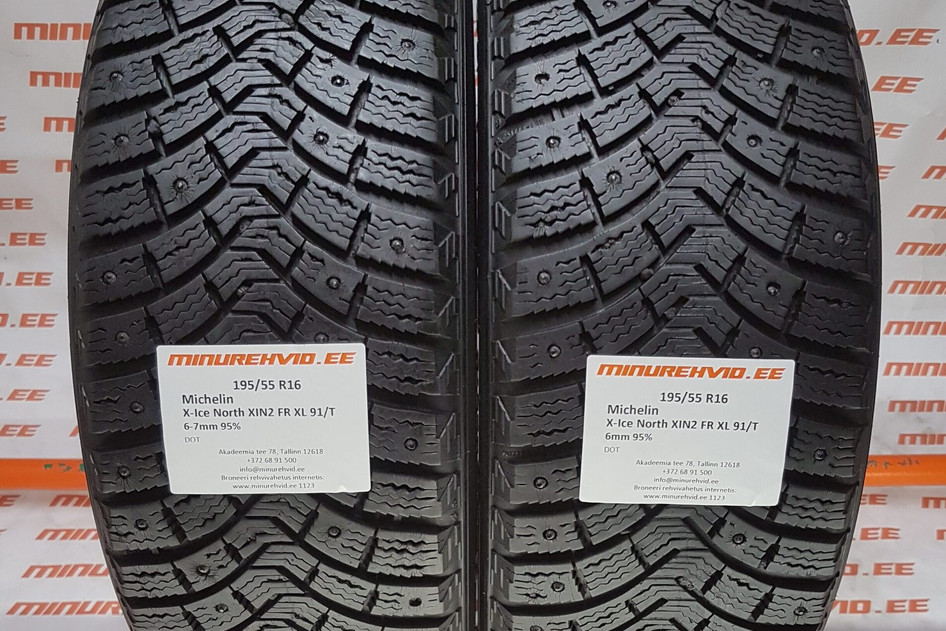 Used studded tire 195/55R16 Michelin X-Ice North XIN2 FR XL 91/T