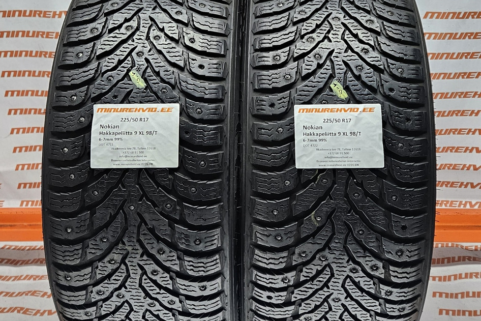 Kasutatud naastrehv 225/50R17 Nokian Hakkapeliitta 9 XL 98/T