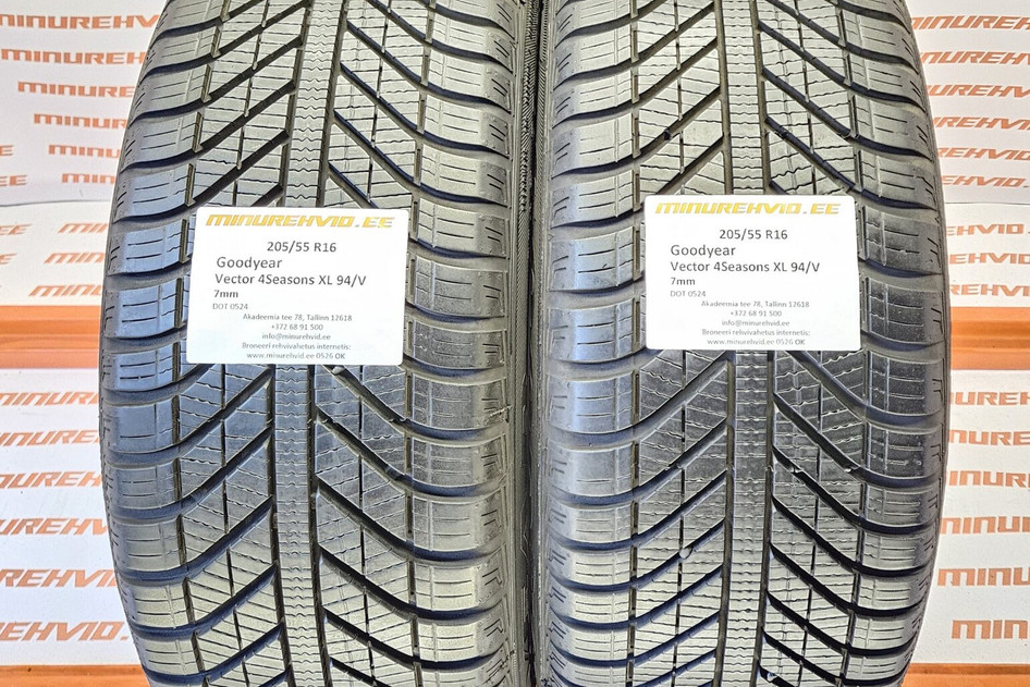 Подержанный нешипованная шина 205/55R16 GoodYear Vector 4Seasons XL 94/V