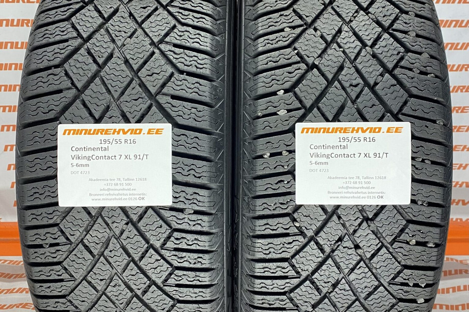 Used studless winter tire 195/55R16 Continental VikingContact 7 XL 91/T