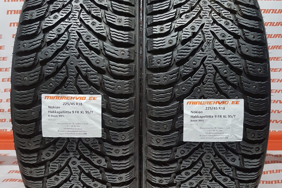 Used studded tire 225/45R18 Nokian Hakkapeliitta 9 FR XL 95/T.
