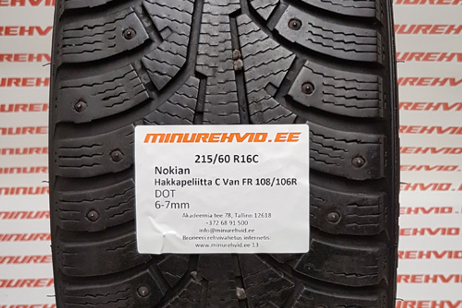 Подержанный шипованная шина 215/60R16 Nokian Hakkapeliitta C Van FR 108/106R