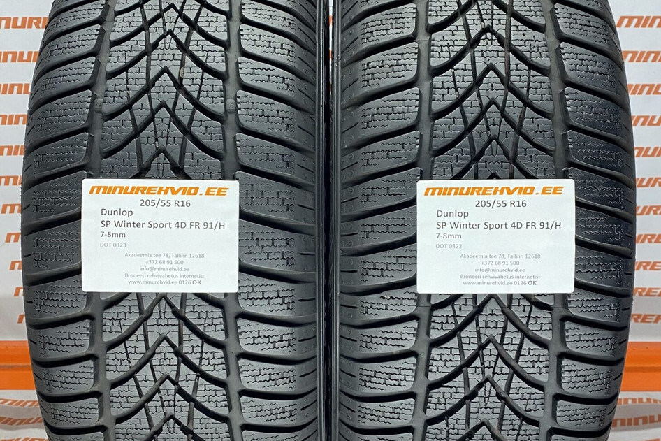 Used studless winter tire 205/55R16 Dunlop SP Winter Sport 4D FR 91/H