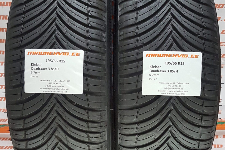 Used studless winter tire 195/55R15 Kleber Quadraxer 3 85/H