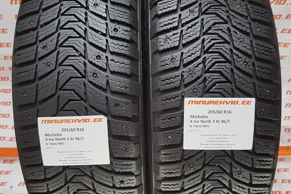 Used studded tire 205/60R16 Michelin X-Ice North 3 XL 96/T.