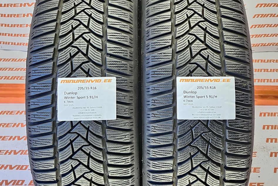 Used studless winter tire 205/55R16 Dunlop Winter Sport 5 91/H