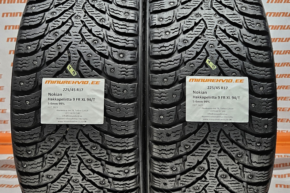 Подержанный шипованная шина 225/45R17 Nokian Hakkapeliitta 9 FR XL 94/T