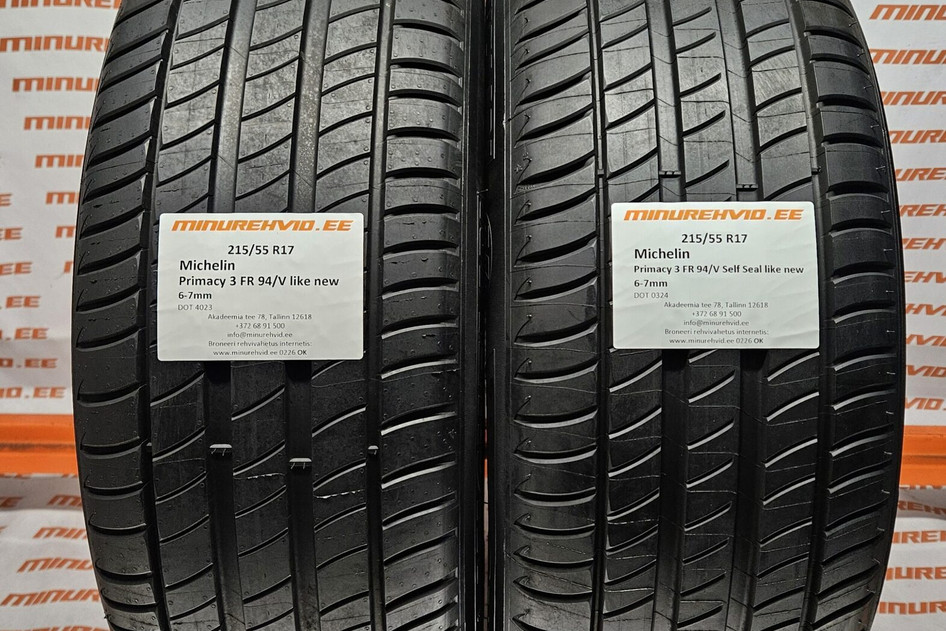 Used summer tire 215/55R17 Michelin Primacy 3 FR 94/V 1x Self Seal like new 0324+4023
