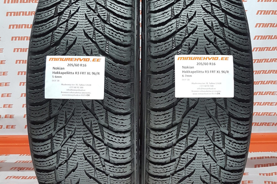 Used studless winter tire 205/60R16 Nokian Hakkapeliitta R3 FRT XL 96/R