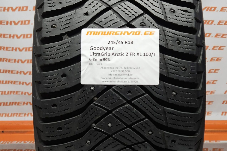 Used studded tire 245/45R18 GoodYear UltraGrip Arctic 2 FR XL 100/T