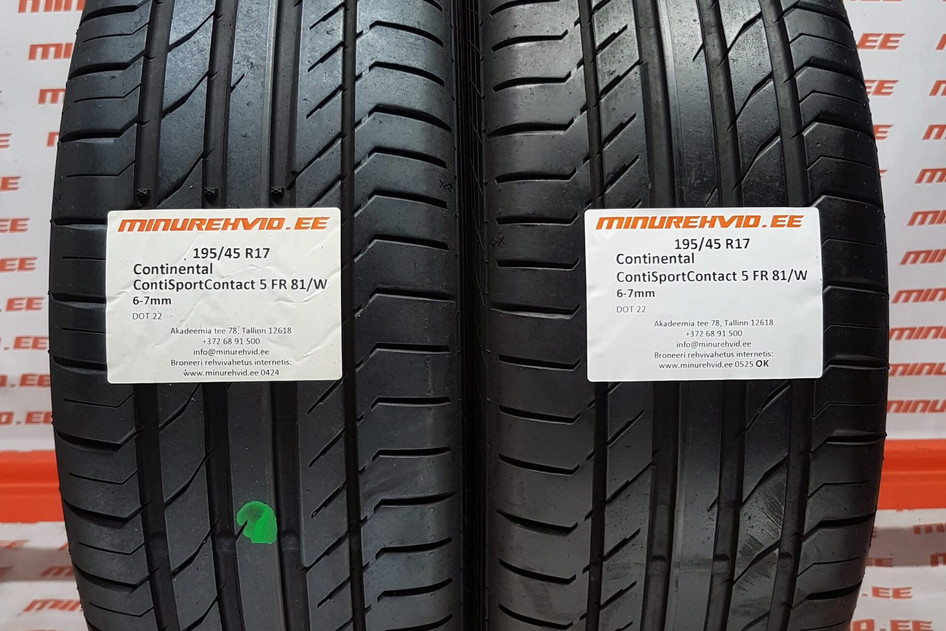 Kasutatud suverehv 195/45R17 Continental ContiSportContact 5 FR 81/W
