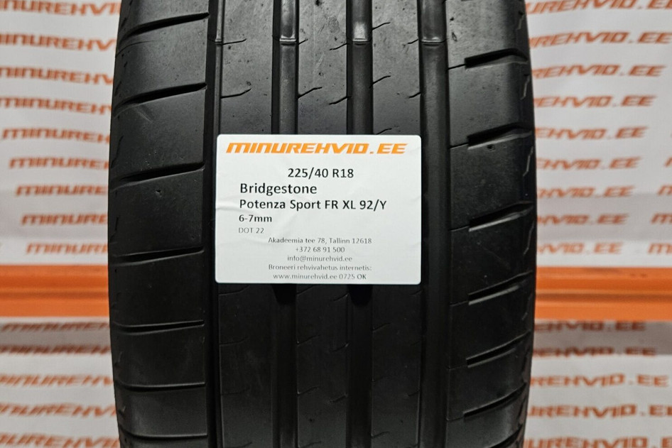 Used summer tire 225/40R18 Bridgestone Potenza Sport FR XL 92/Y
